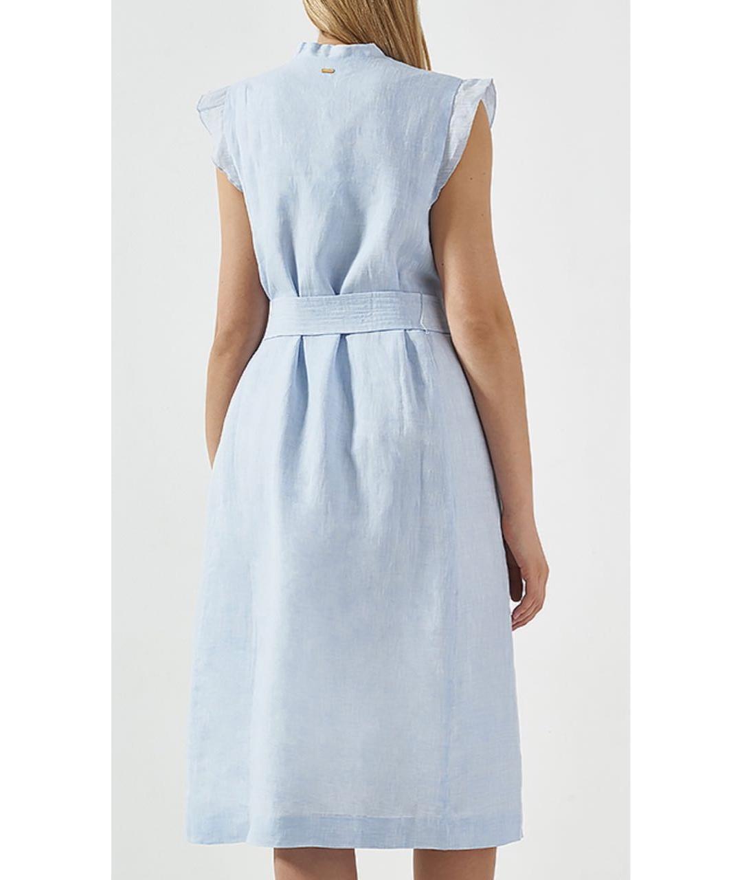 BOGNER Голубое льняное повседневное платье, фото 4