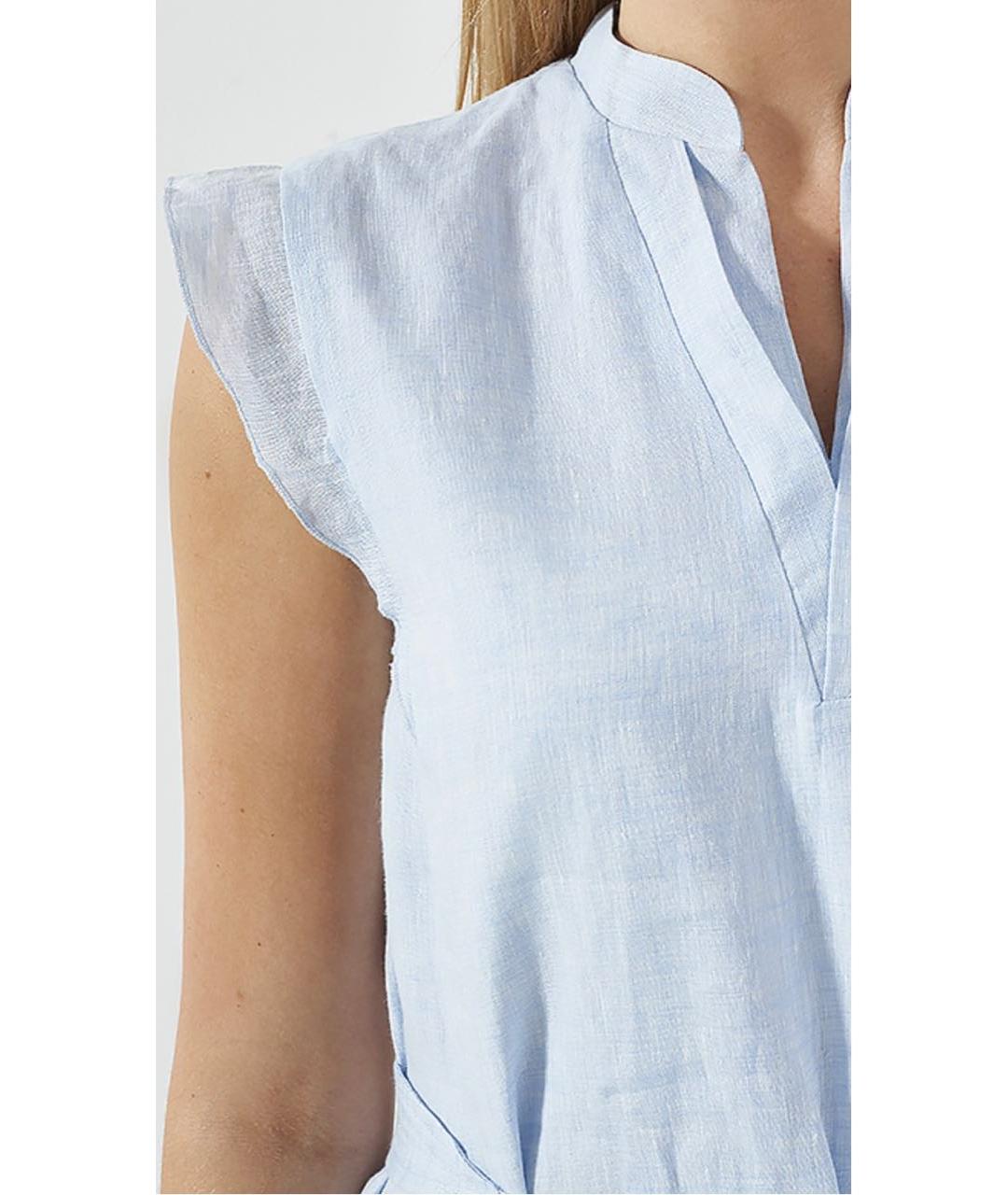 BOGNER Голубое льняное повседневное платье, фото 5