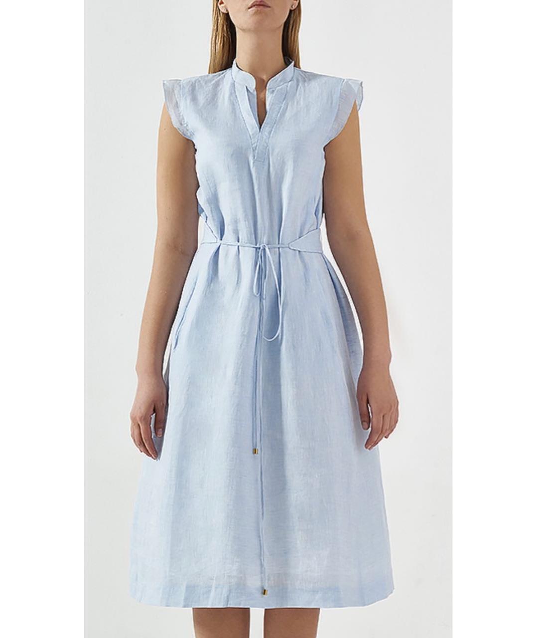BOGNER Голубое льняное повседневное платье, фото 3