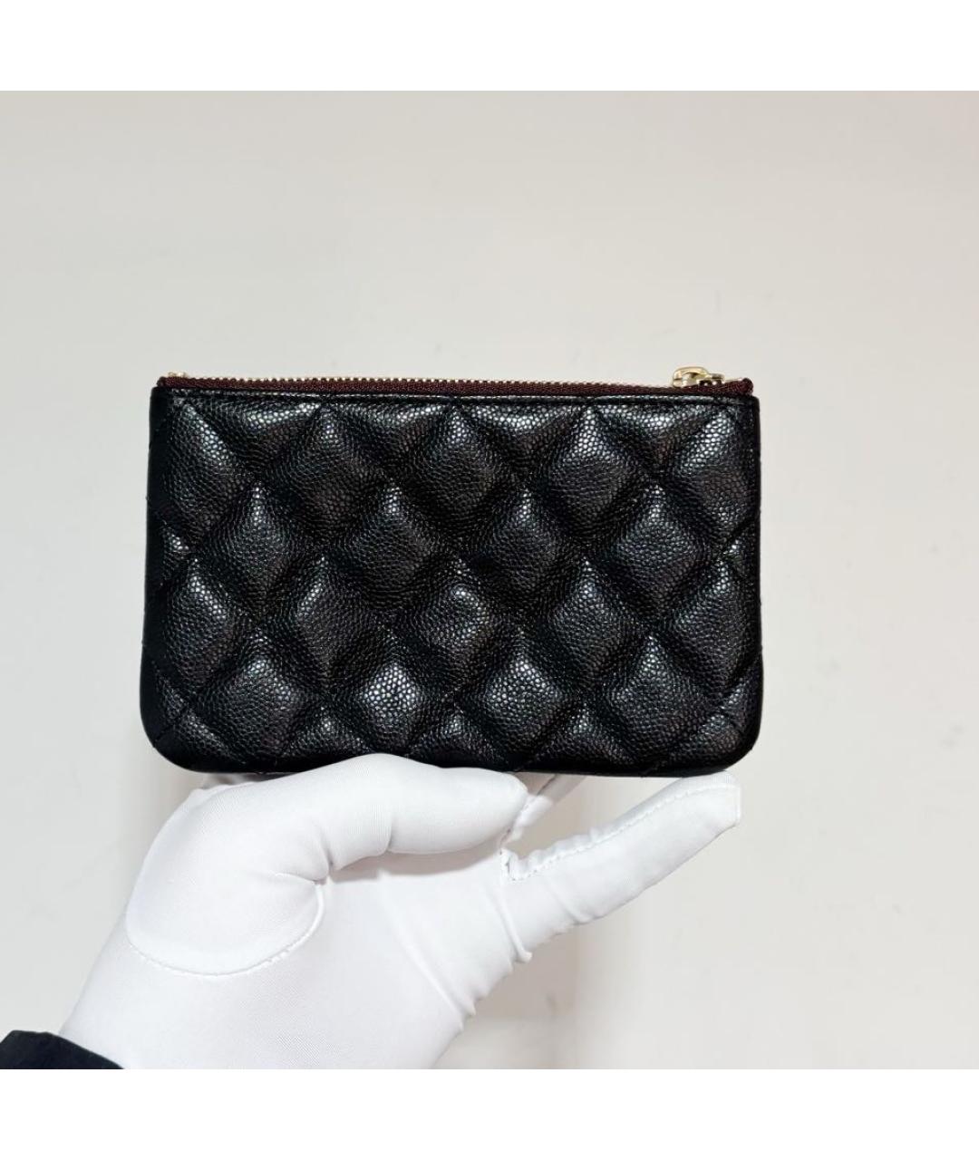 CHANEL Черный кожаный кошелек, фото 3