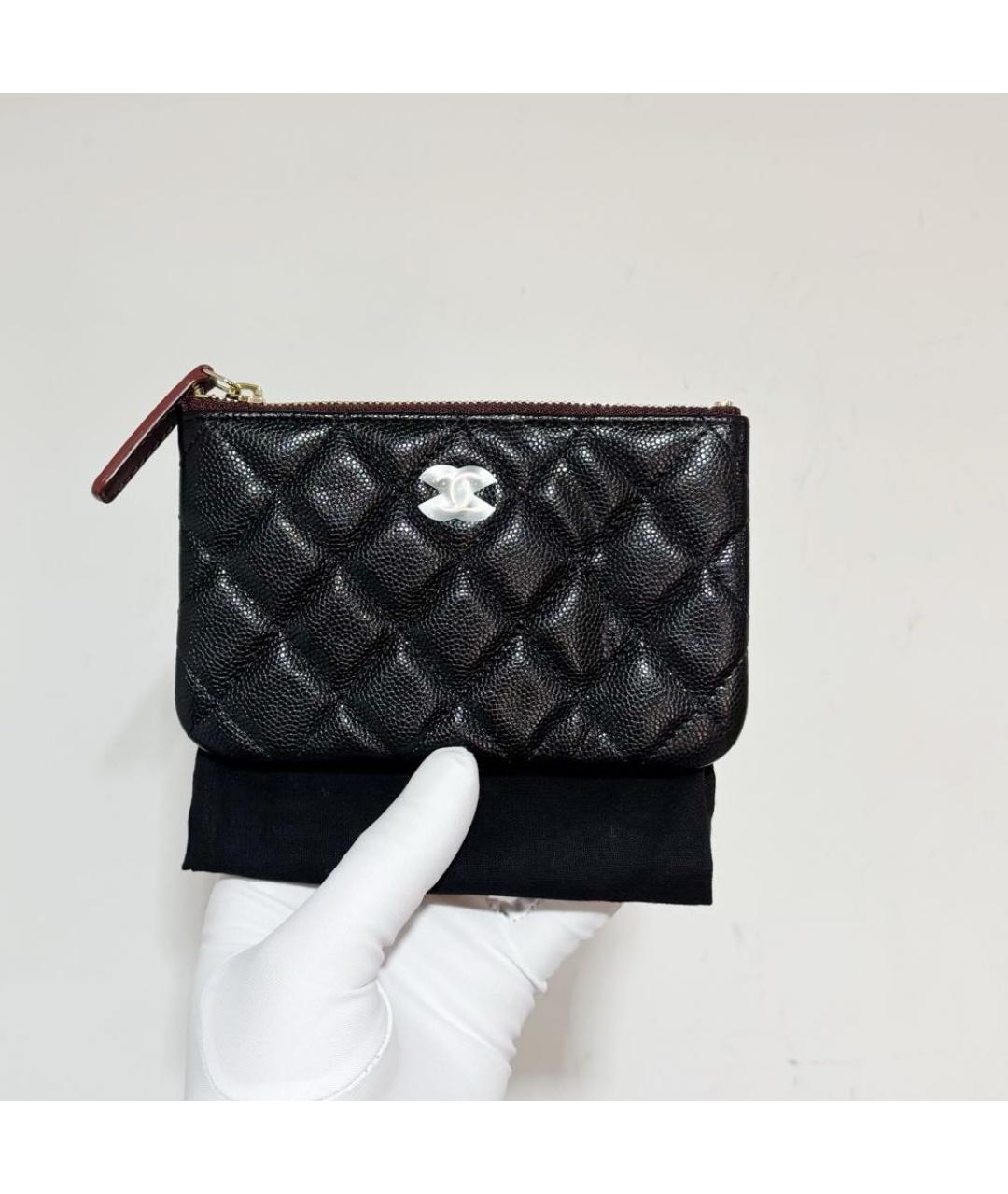 CHANEL Черный кожаный кошелек, фото 2