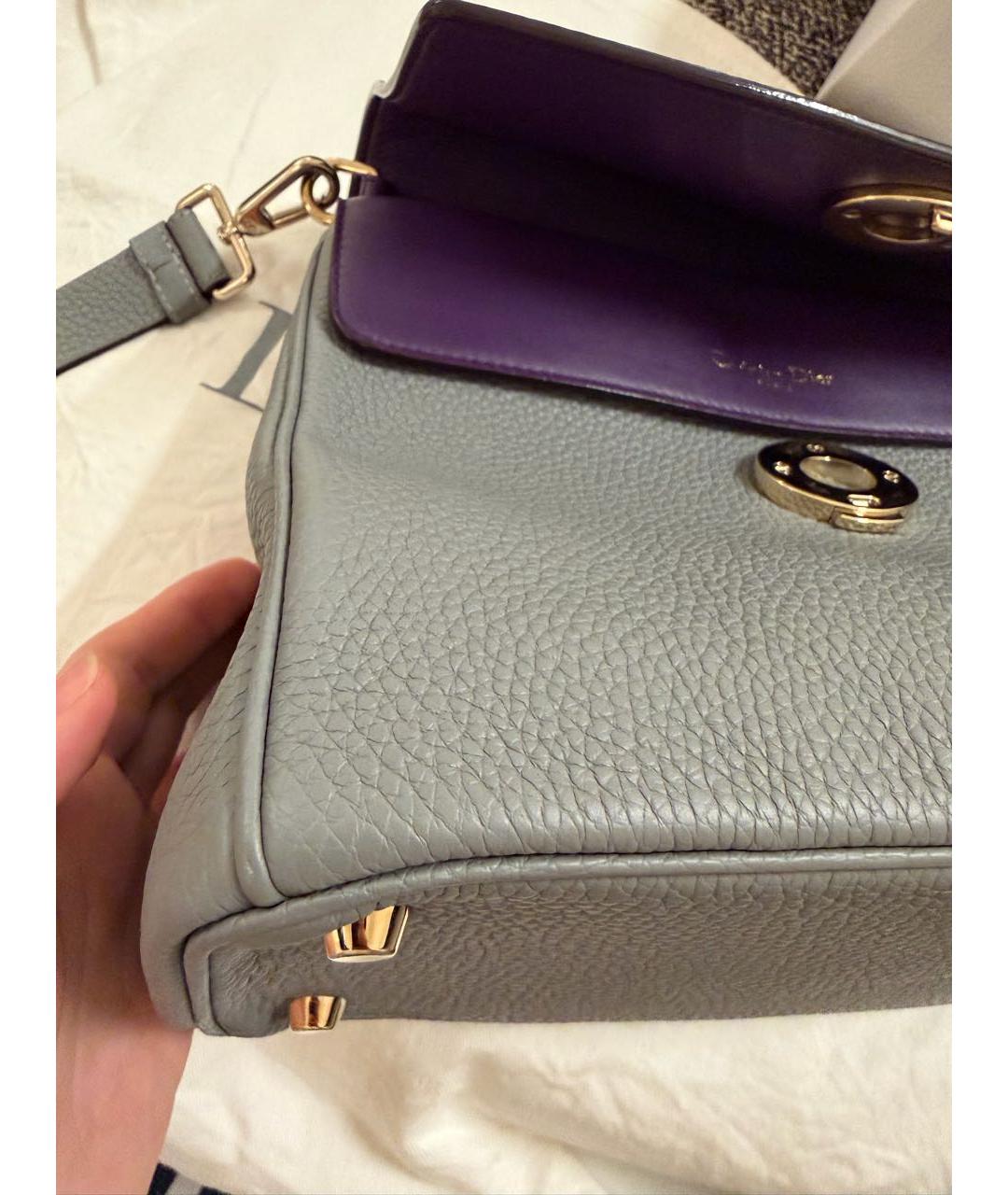 CHRISTIAN DIOR Серая кожаная сумка через плечо, фото 3