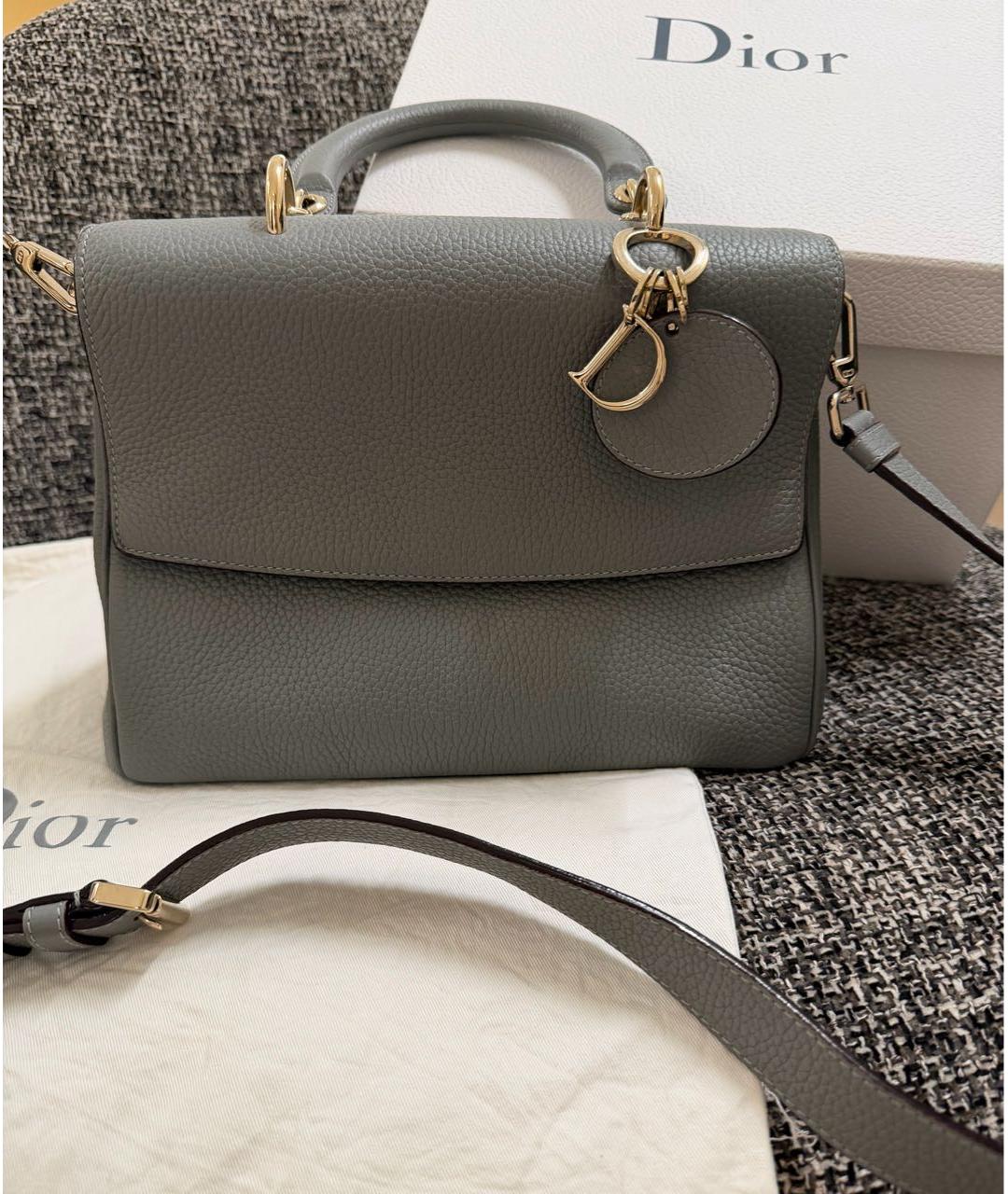 CHRISTIAN DIOR Серая кожаная сумка через плечо, фото 5