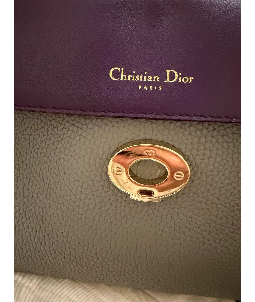 CHRISTIAN DIOR Серая кожаная сумка через плечо, фото 2
