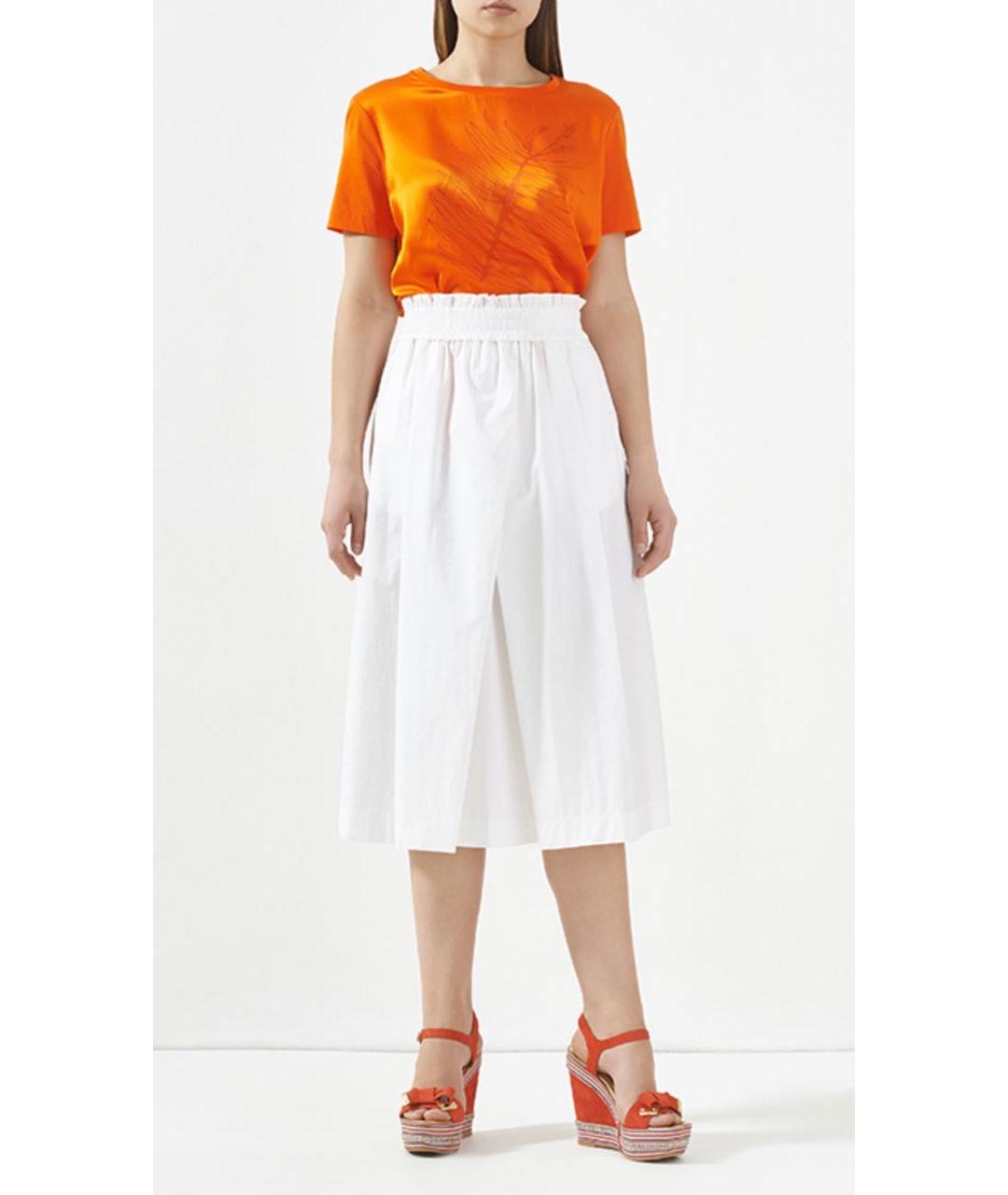 BOGNER Белая хлопко-эластановая юбка миди, фото 3