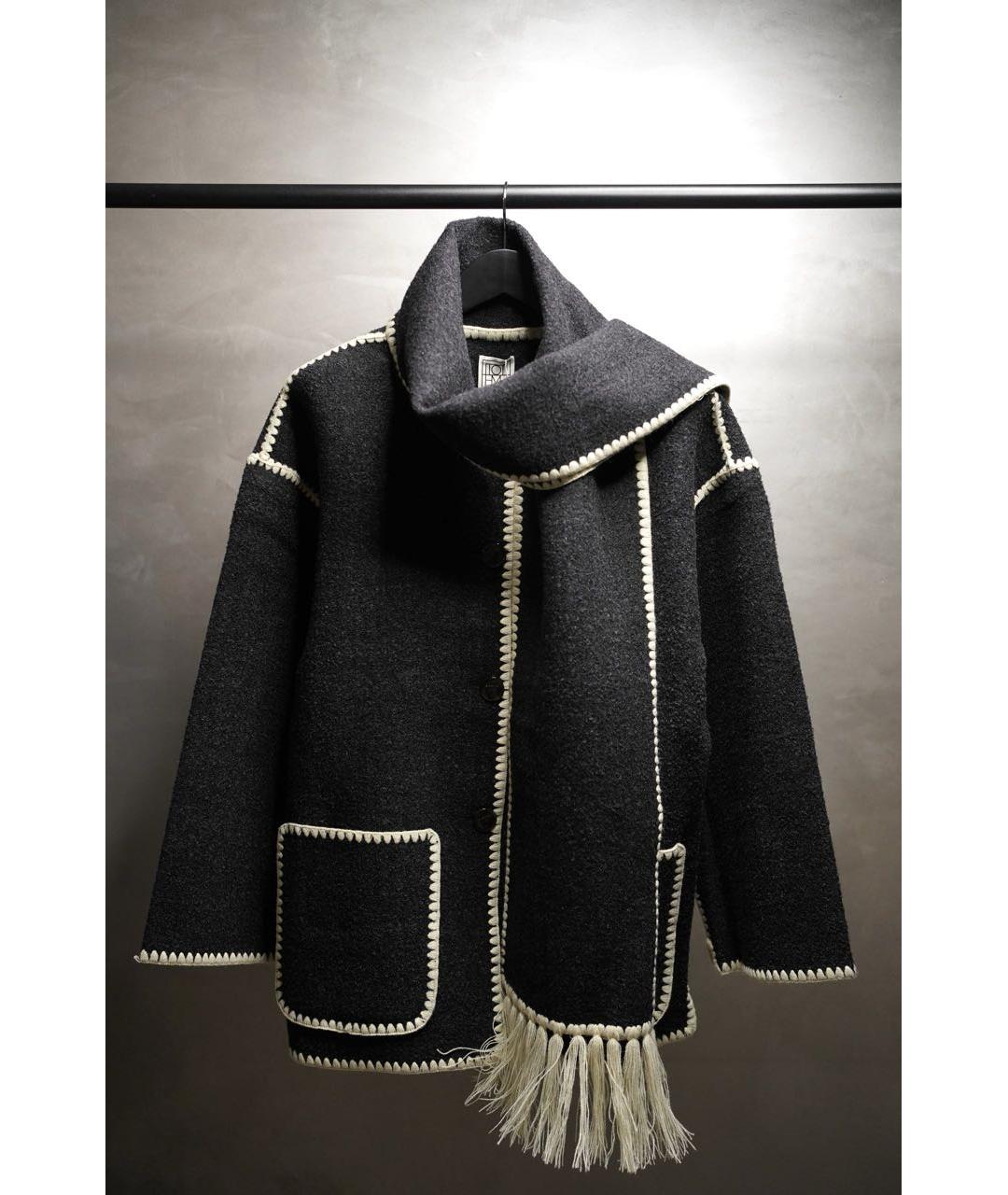 TOTEME Черное шерстяное пальто, фото 9