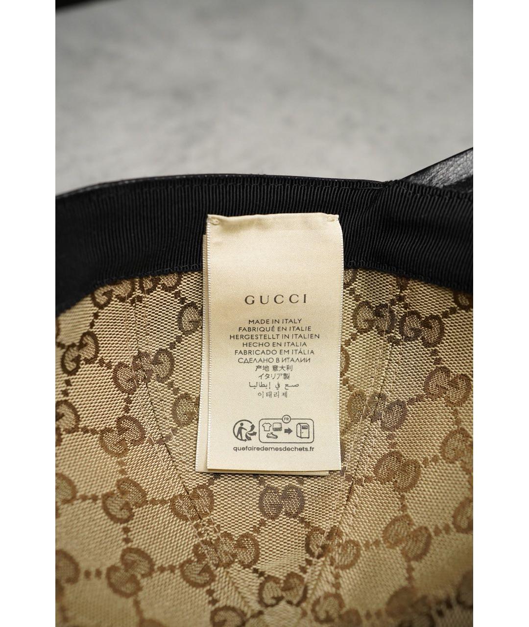 GUCCI Черная кожаная кепка, фото 6