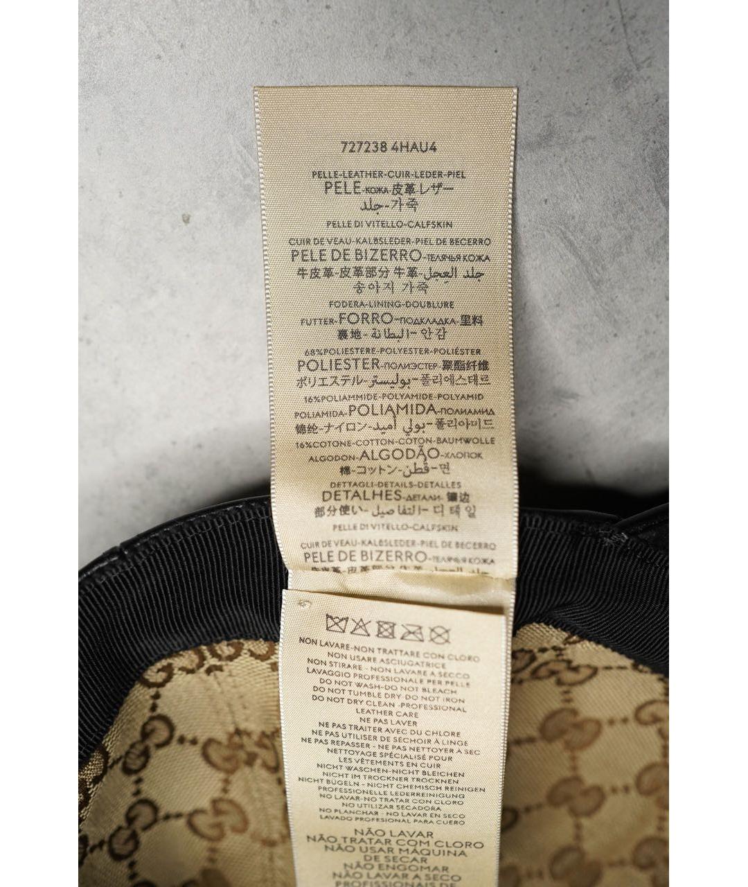 GUCCI Черная кожаная кепка, фото 7