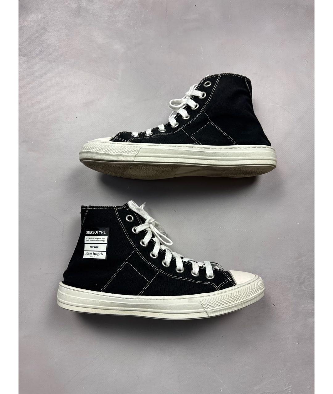 MAISON MARGIELA Черные текстильные высокие кроссовки / кеды, фото 6