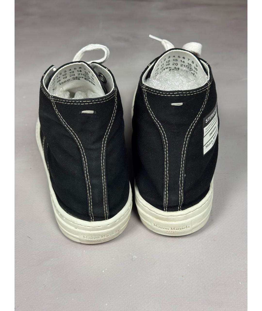 MAISON MARGIELA Черные текстильные высокие кроссовки / кеды, фото 4