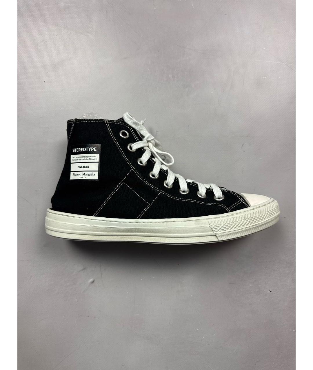 MAISON MARGIELA Черные текстильные высокие кроссовки / кеды, фото 9