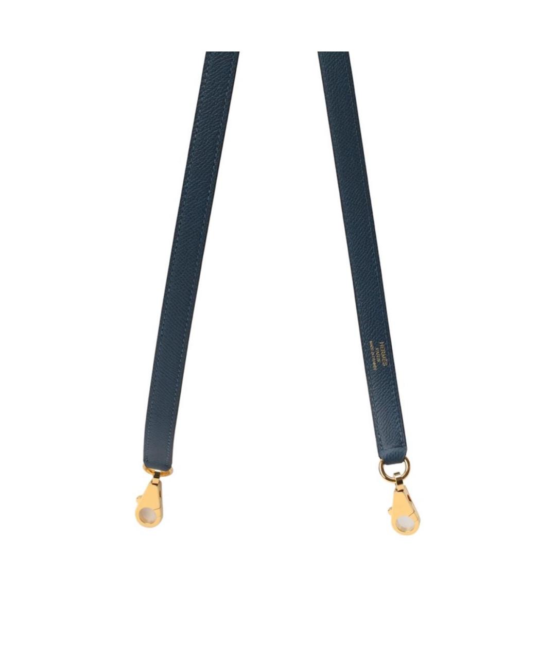 HERMES Темно-синяя кожаная сумка с короткими ручками, фото 7