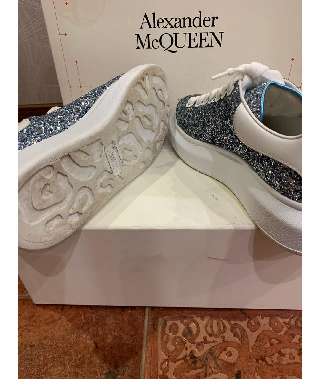 ALEXANDER MCQUEEN Голубые кожаные кеды, фото 5
