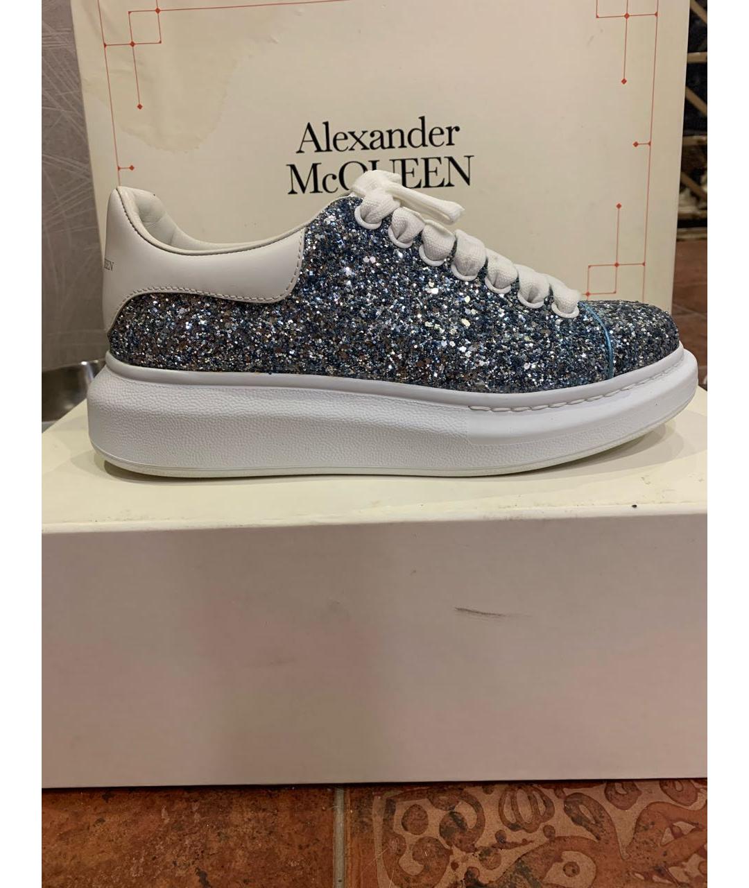 ALEXANDER MCQUEEN Голубые кожаные кеды, фото 9