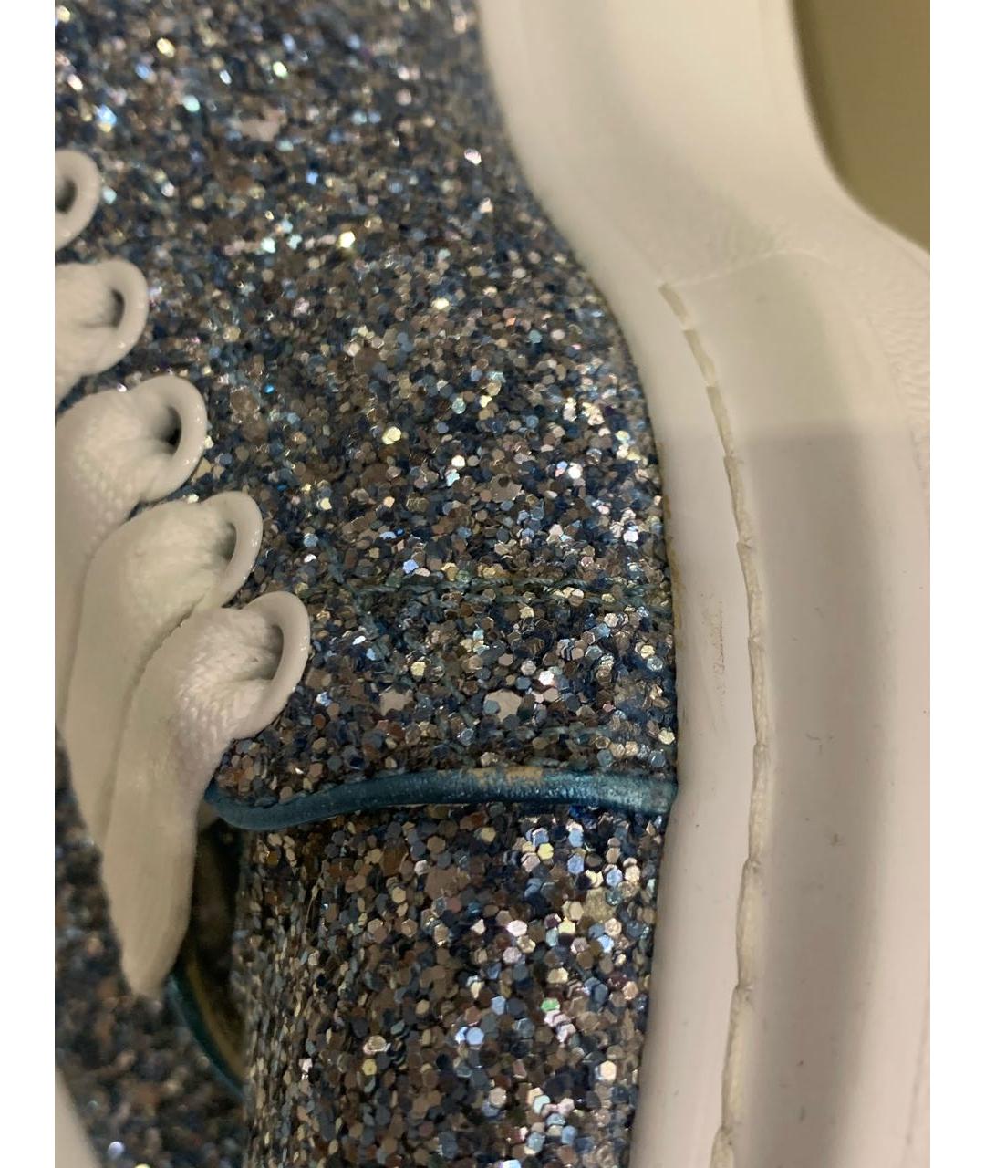 ALEXANDER MCQUEEN Голубые кожаные кеды, фото 7