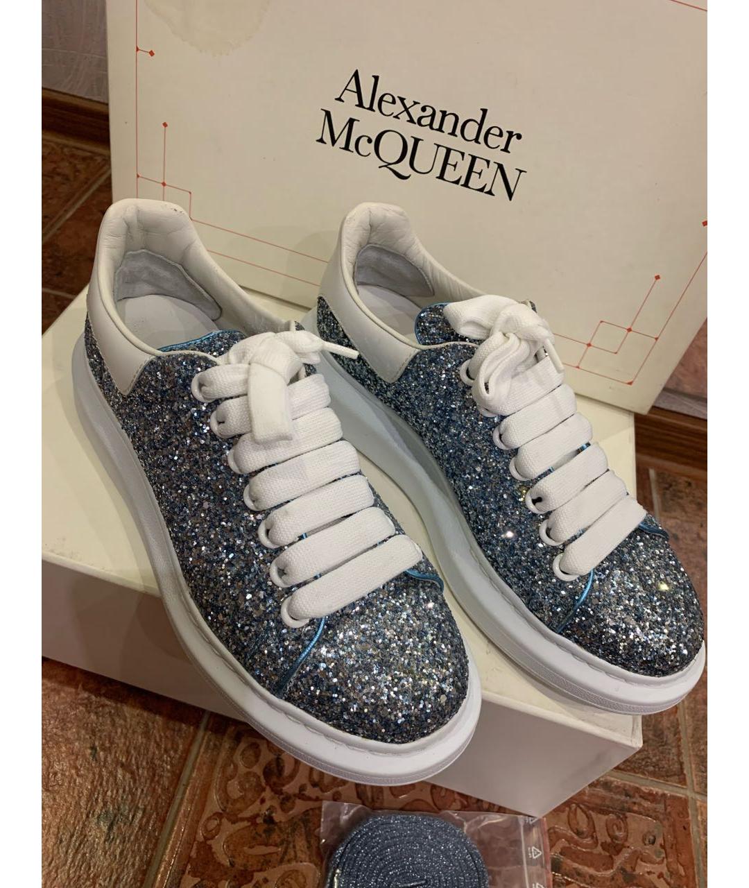 ALEXANDER MCQUEEN Голубые кожаные кеды, фото 2