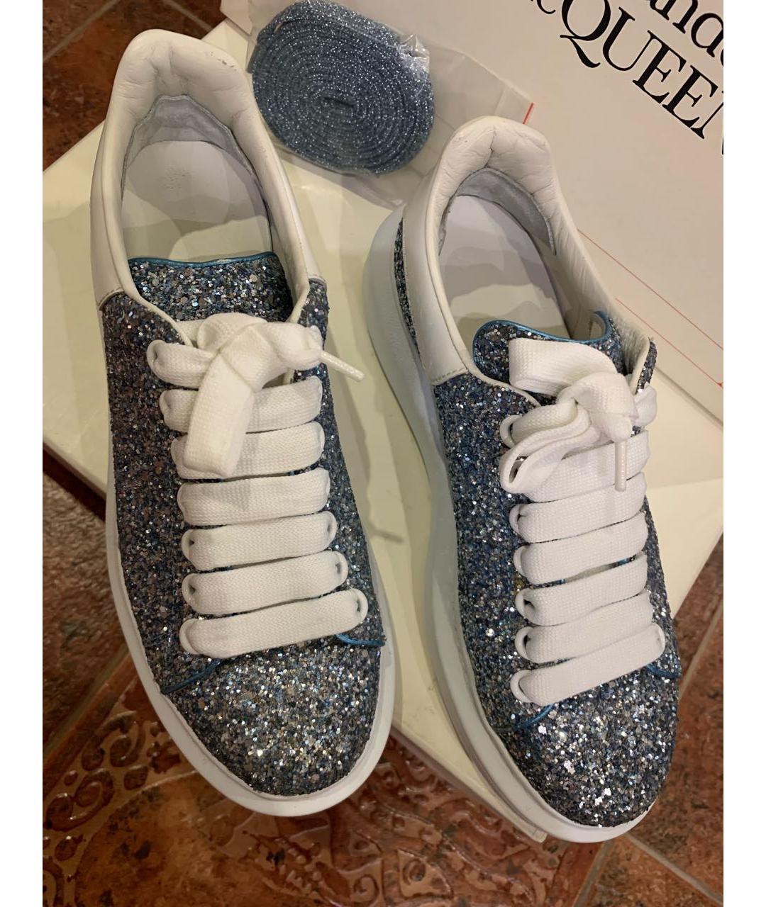 ALEXANDER MCQUEEN Голубые кожаные кеды, фото 3