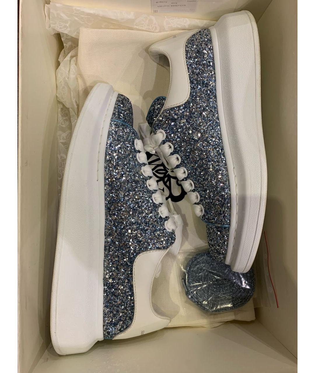 ALEXANDER MCQUEEN Голубые кожаные кеды, фото 6