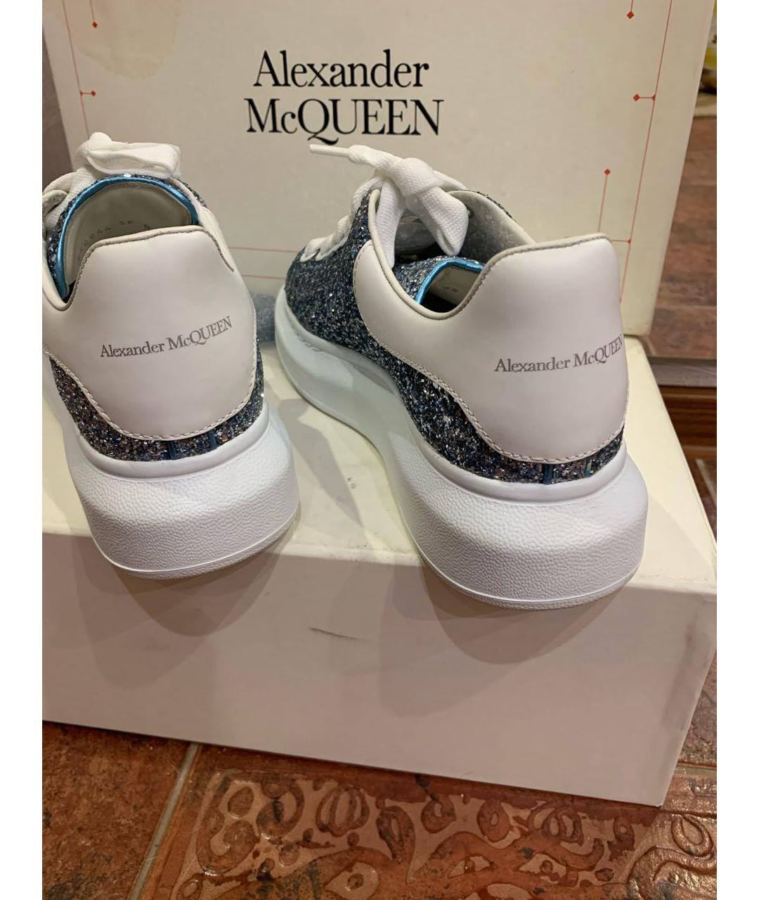 ALEXANDER MCQUEEN Голубые кожаные кеды, фото 4