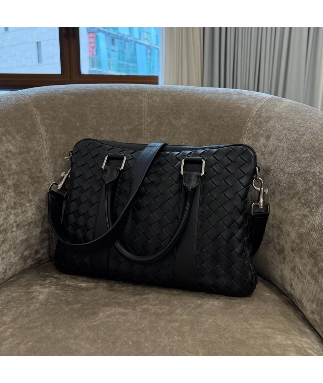 BOTTEGA VENETA Черный кожаный портфель, фото 8