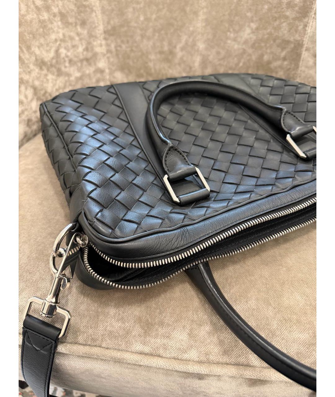 BOTTEGA VENETA Черный кожаный портфель, фото 5