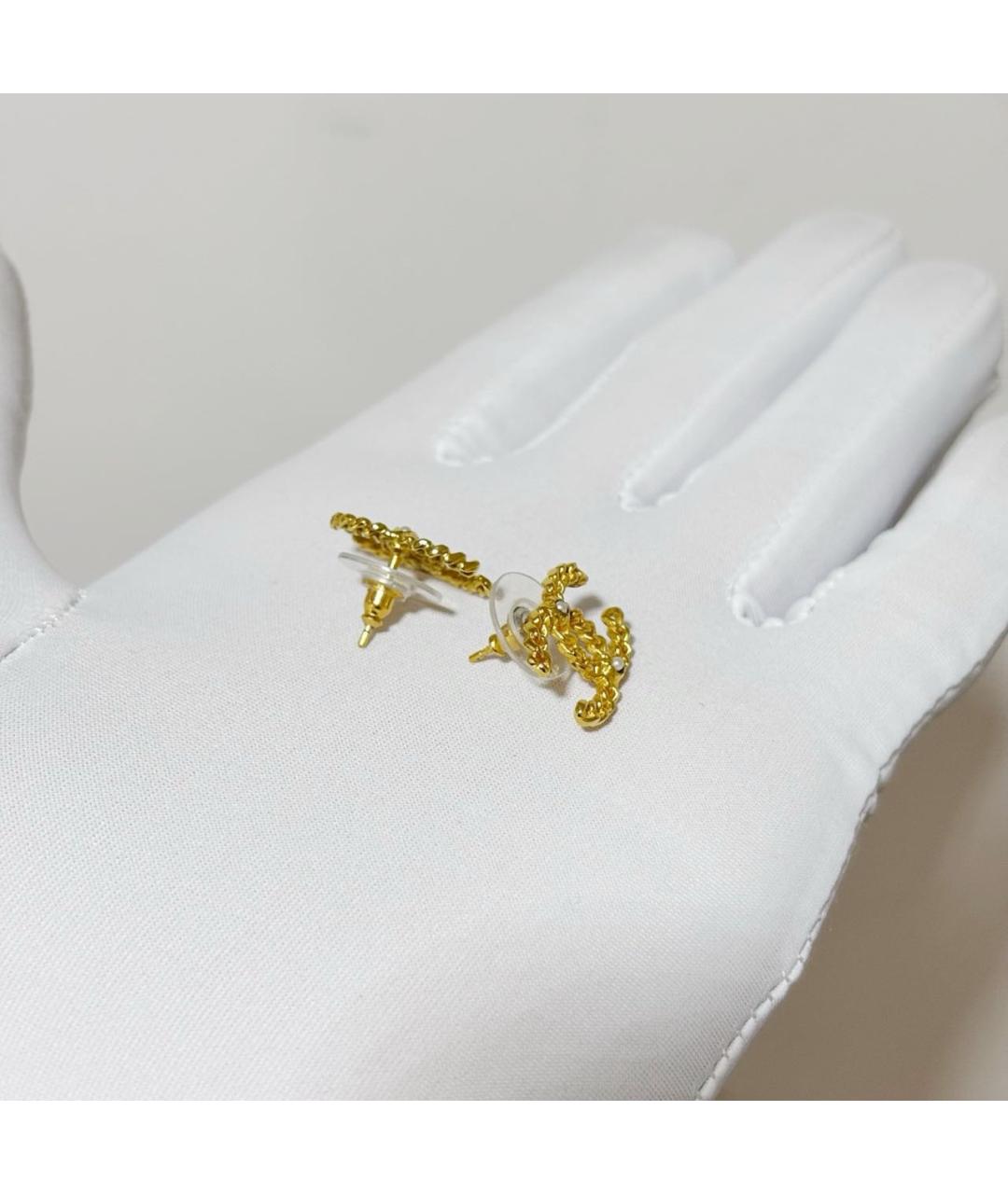 CHANEL Золотые металлические серьги, фото 3