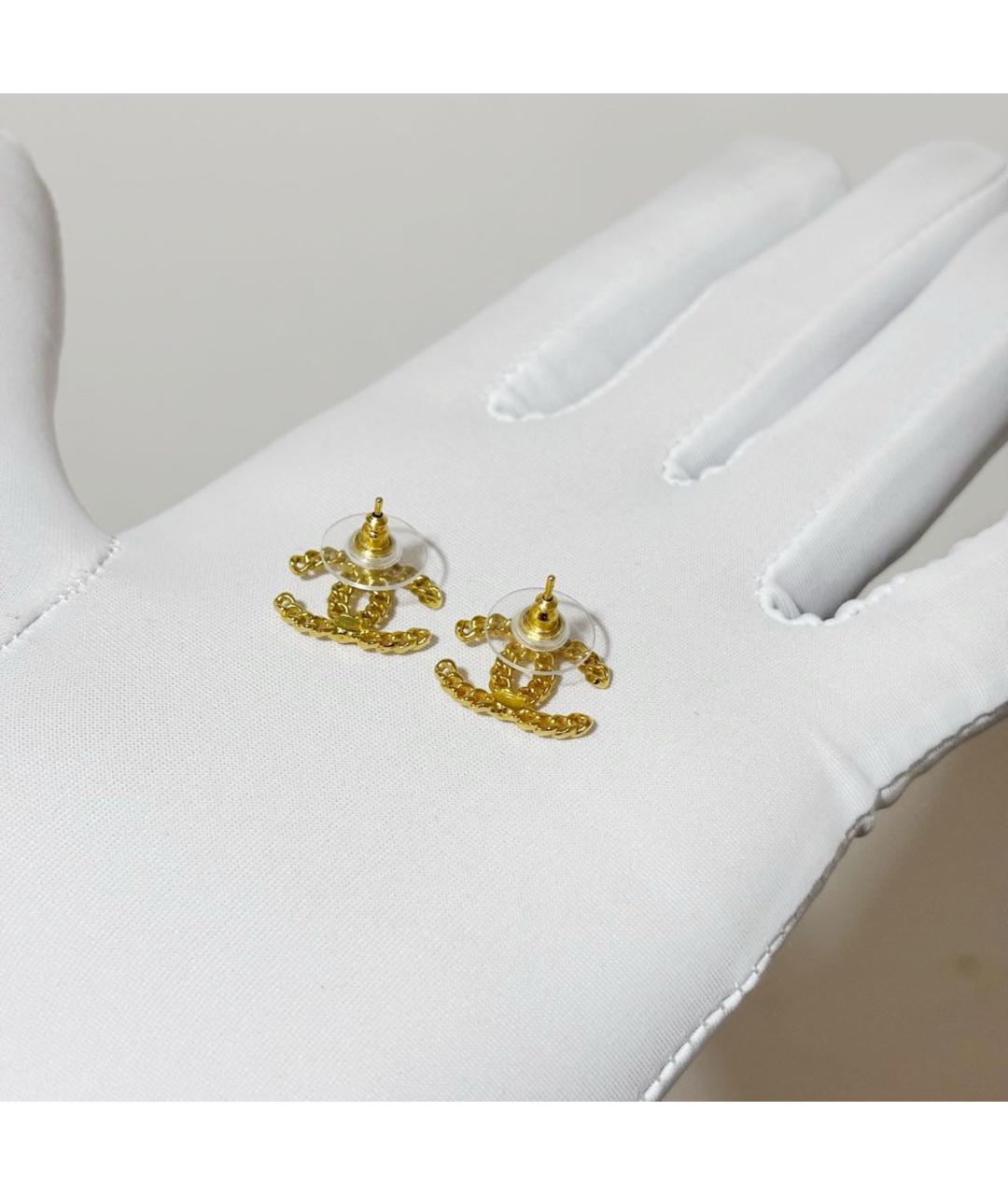 CHANEL Золотые металлические серьги, фото 4