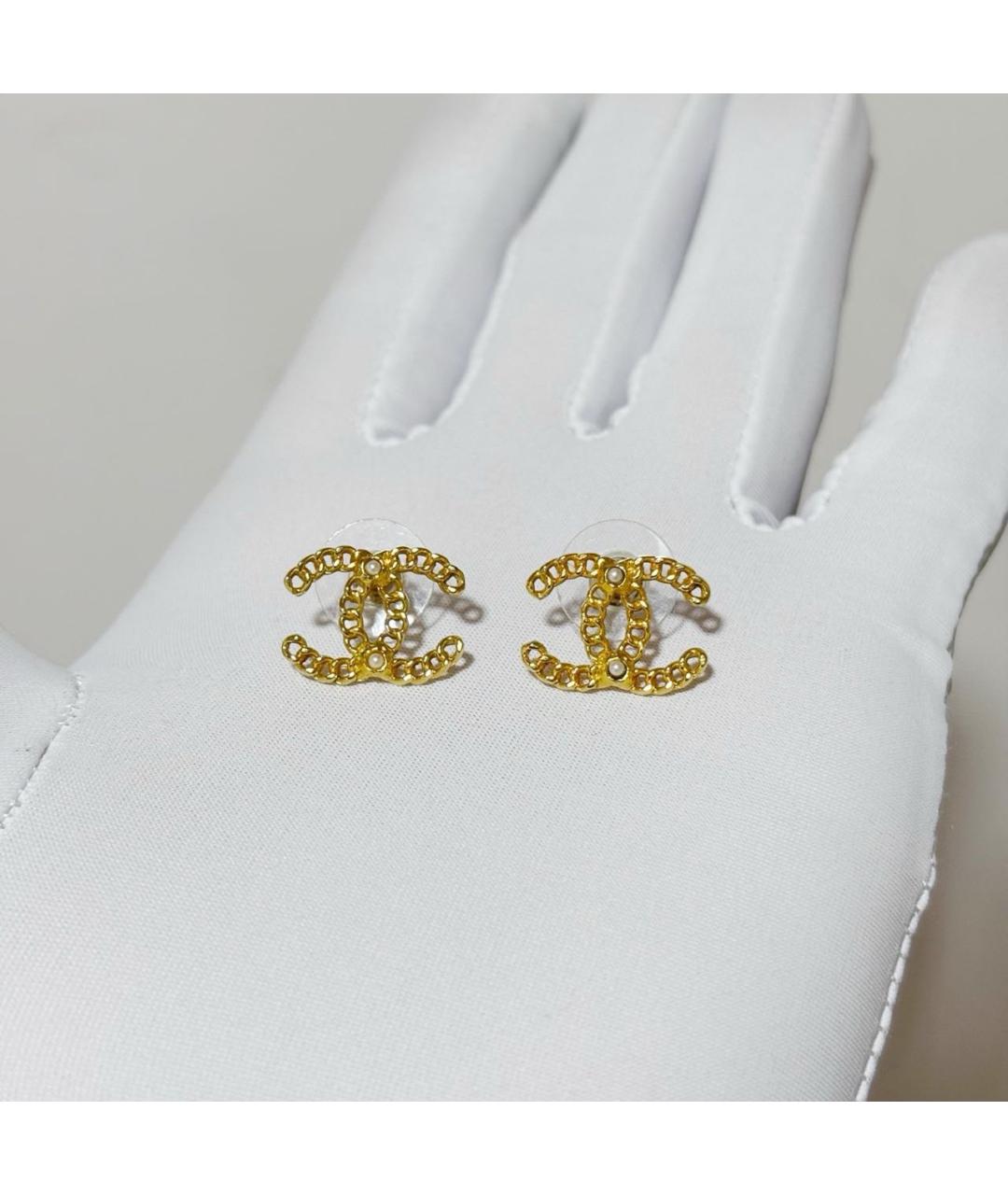 CHANEL Золотые металлические серьги, фото 2