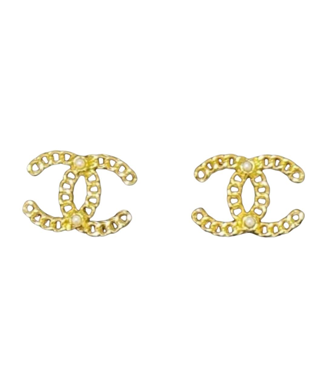 CHANEL Золотые металлические серьги, фото 1