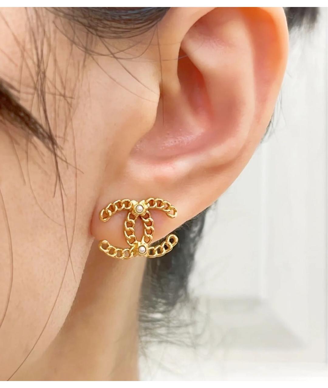 CHANEL Золотые металлические серьги, фото 5