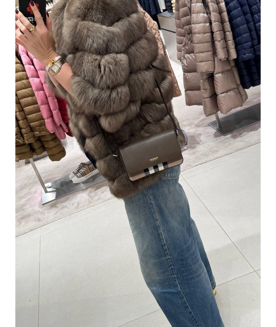 BURBERRY Коричневая кожаная сумка через плечо, фото 3