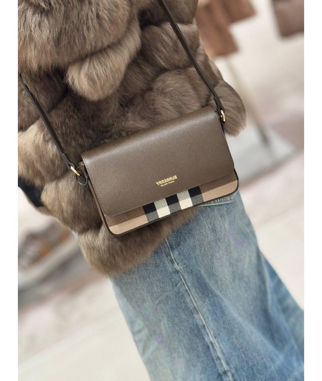 BURBERRY Коричневая кожаная сумка через плечо, фото 4