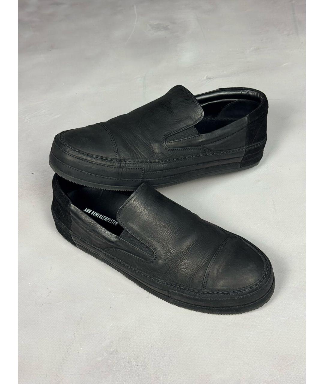 ANN DEMEULEMEESTER Черные кожаные слипоны, фото 2