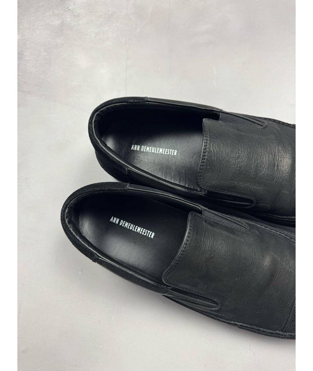 ANN DEMEULEMEESTER Черные кожаные слипоны, фото 7