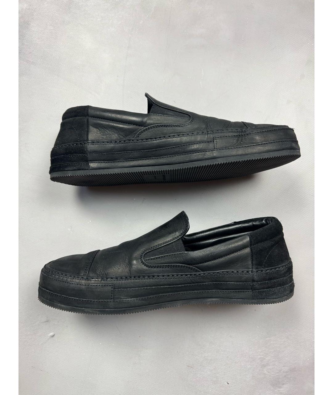 ANN DEMEULEMEESTER Черные кожаные слипоны, фото 5