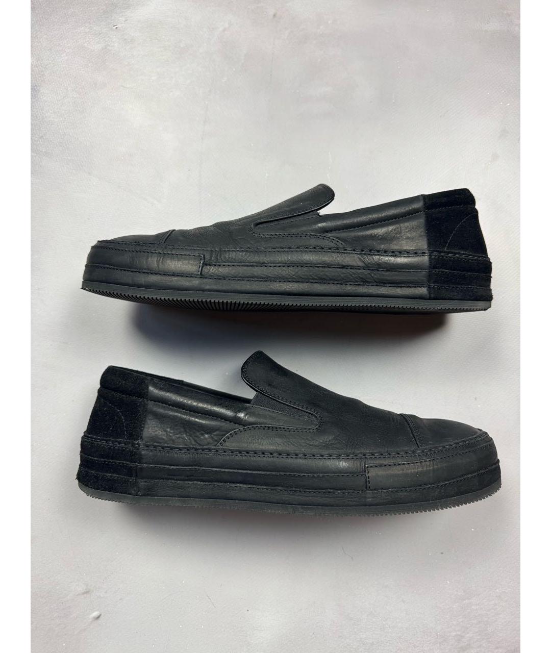 ANN DEMEULEMEESTER Черные кожаные слипоны, фото 4