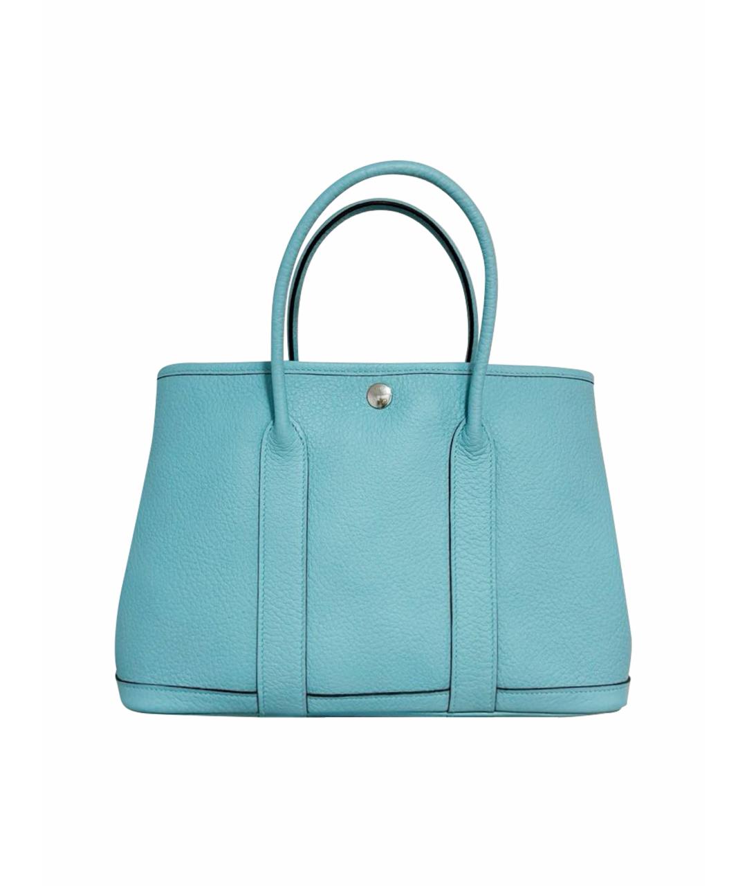 HERMES Голубая кожаная сумка с короткими ручками, фото 1