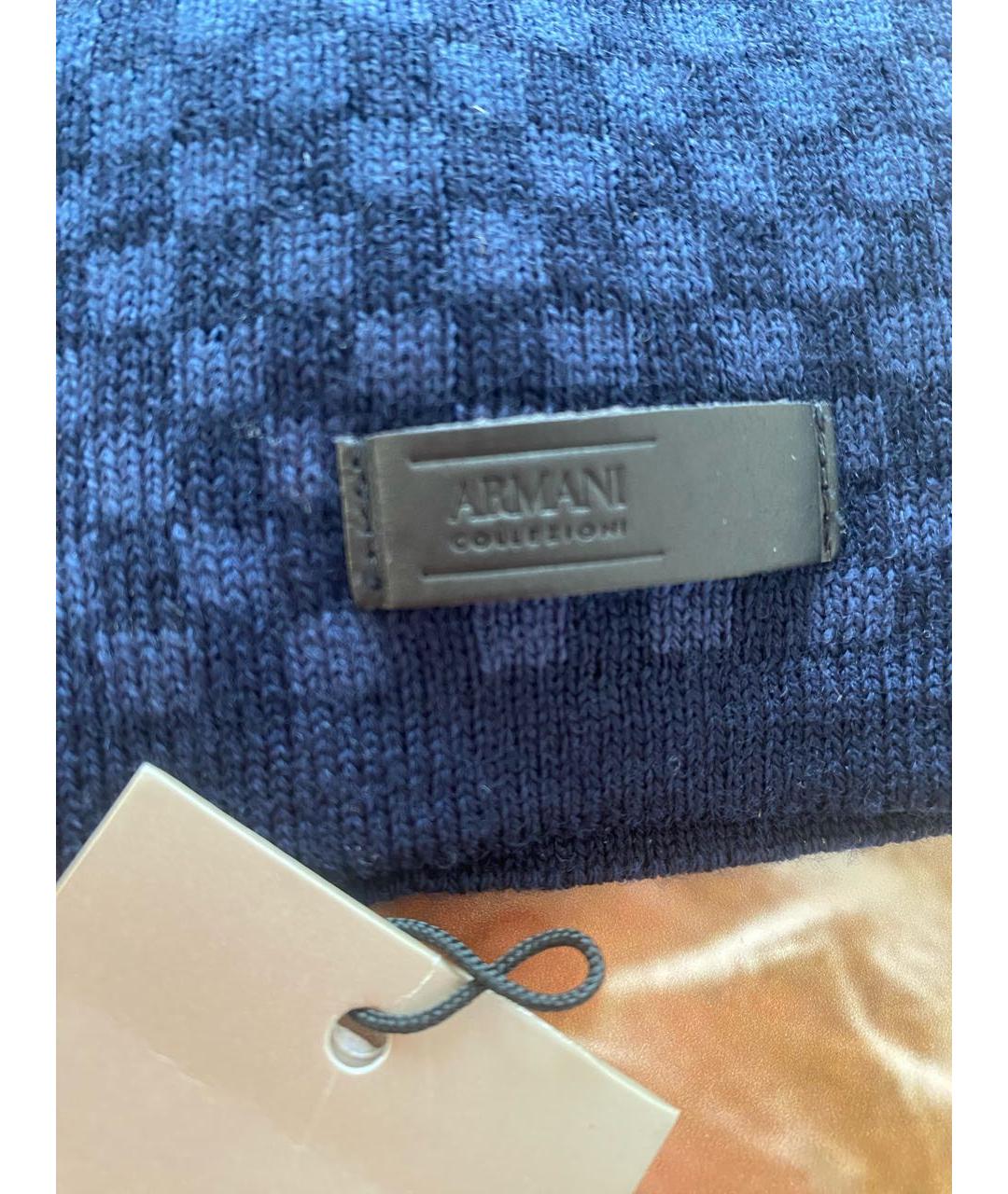ARMANI COLLEZIONI Синяя шерстяная шапка, фото 3
