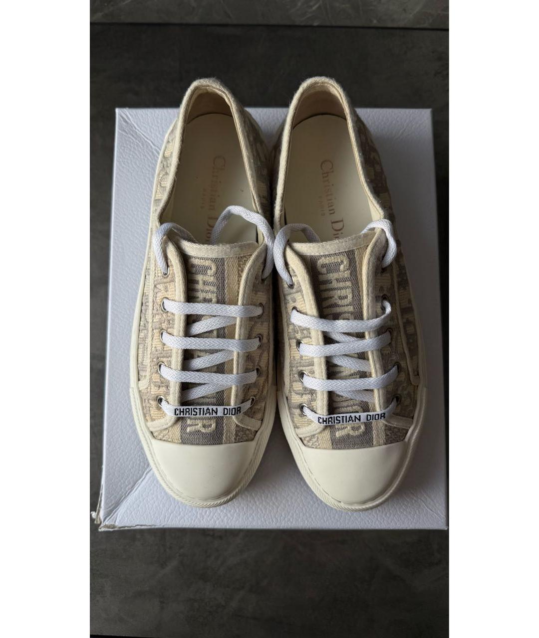CHRISTIAN DIOR Бежевые текстильные кеды, фото 3