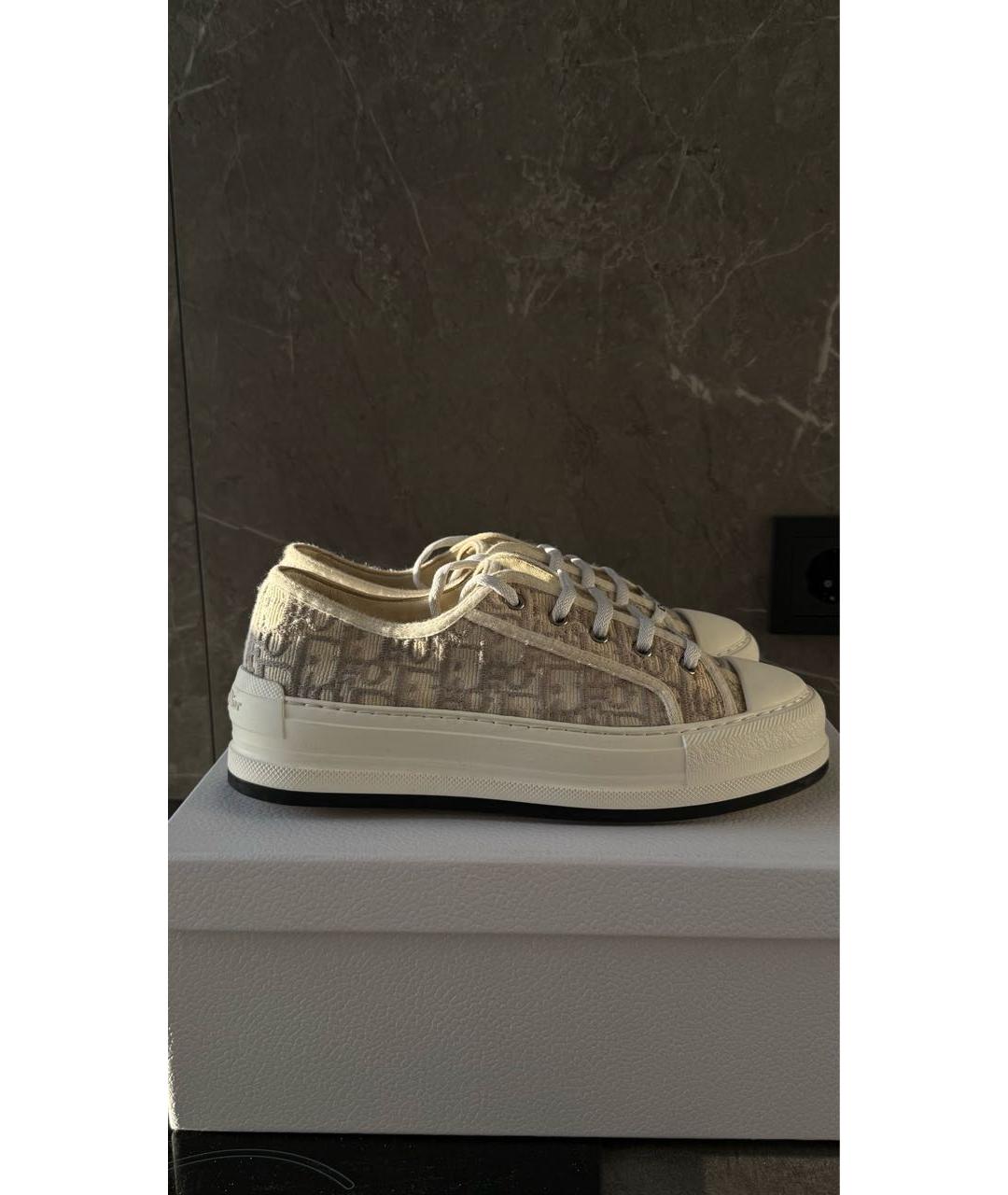 CHRISTIAN DIOR Бежевые текстильные кеды, фото 8