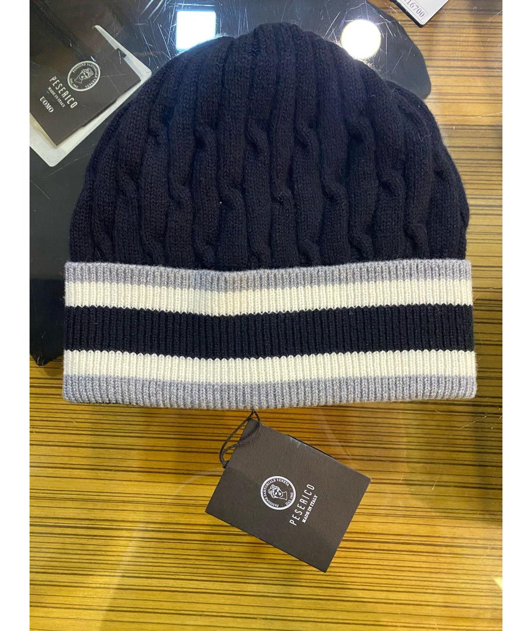 PESERICO Темно-синяя шерстяная шапка, фото 4