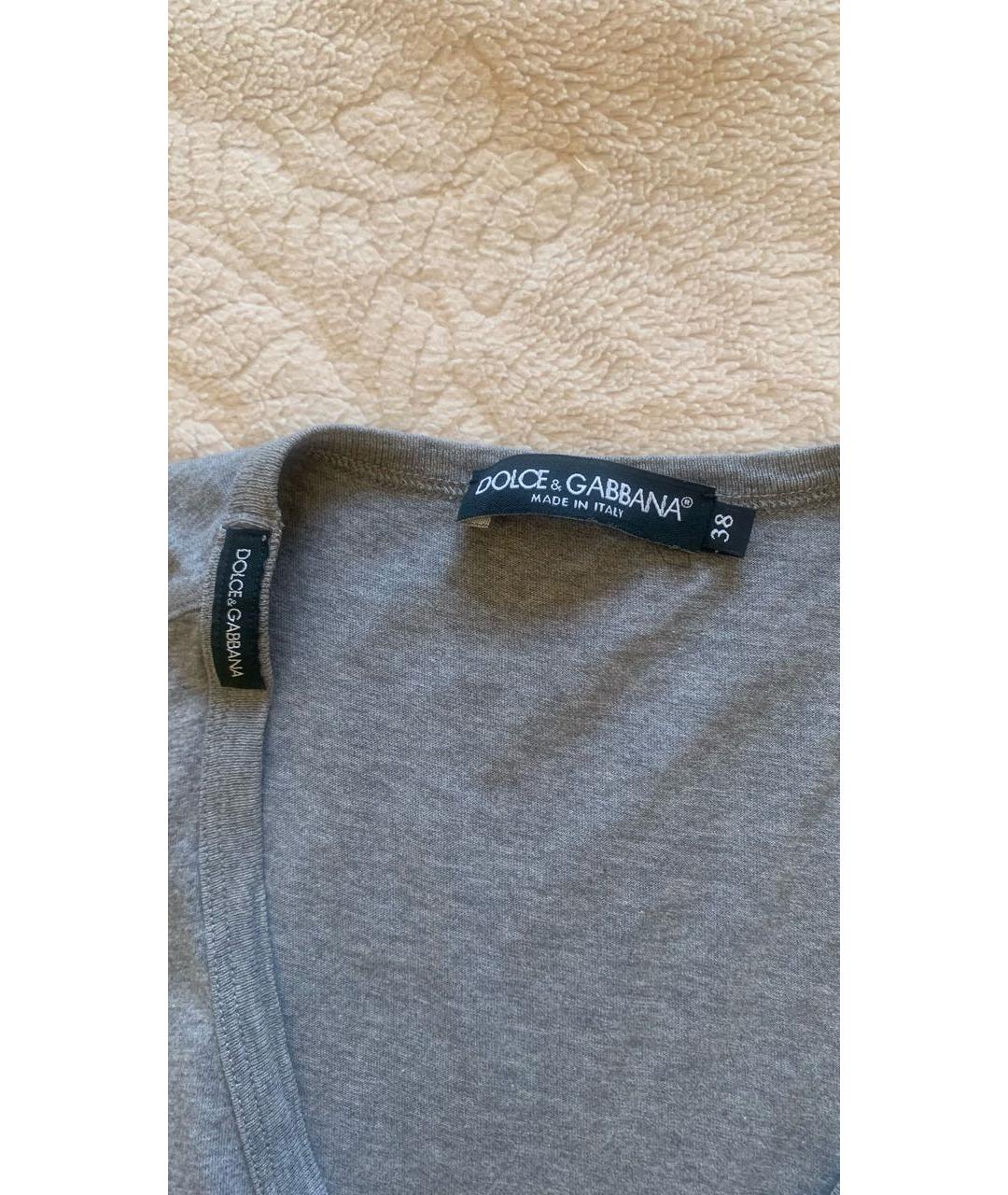 DOLCE&GABBANA Антрацитовая хлопковая футболка, фото 4