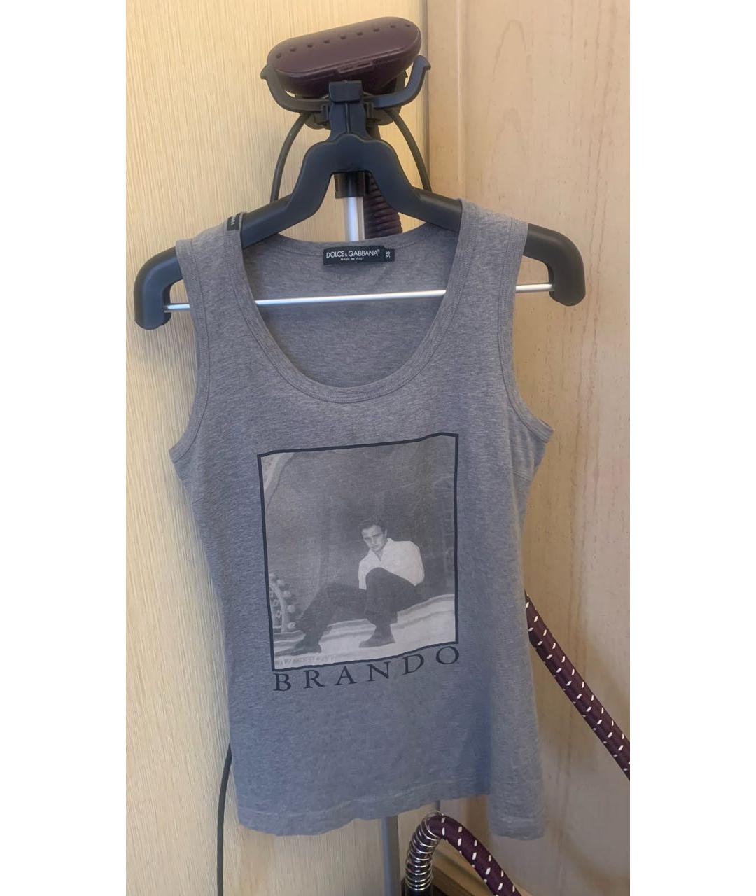 DOLCE&GABBANA Антрацитовая хлопковая футболка, фото 7