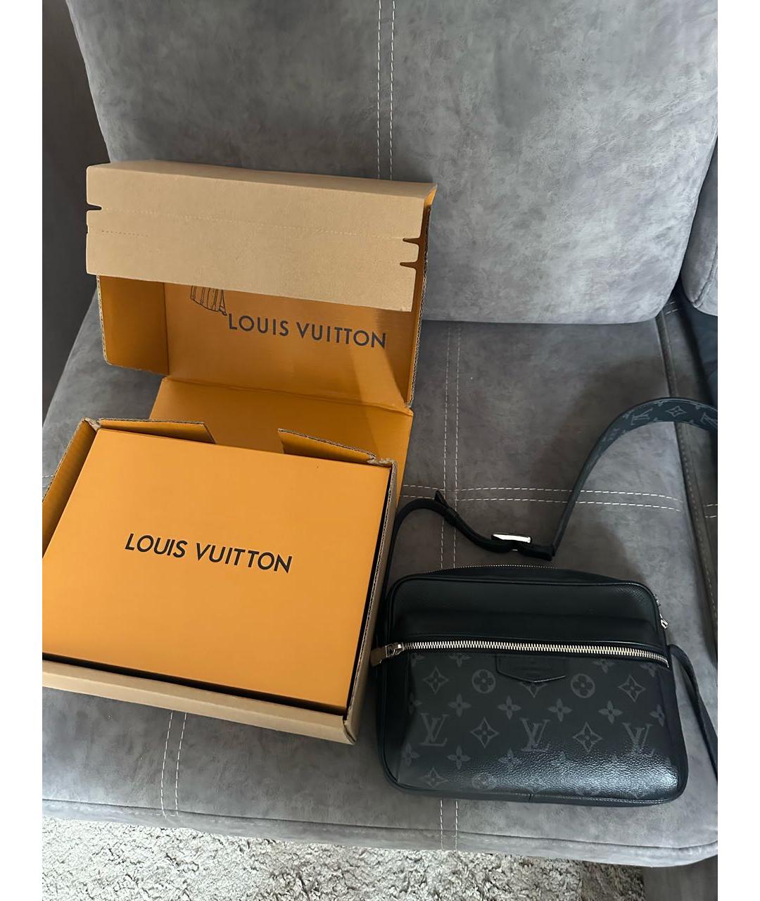 LOUIS VUITTON Черная кожаная сумка на плечо, фото 3