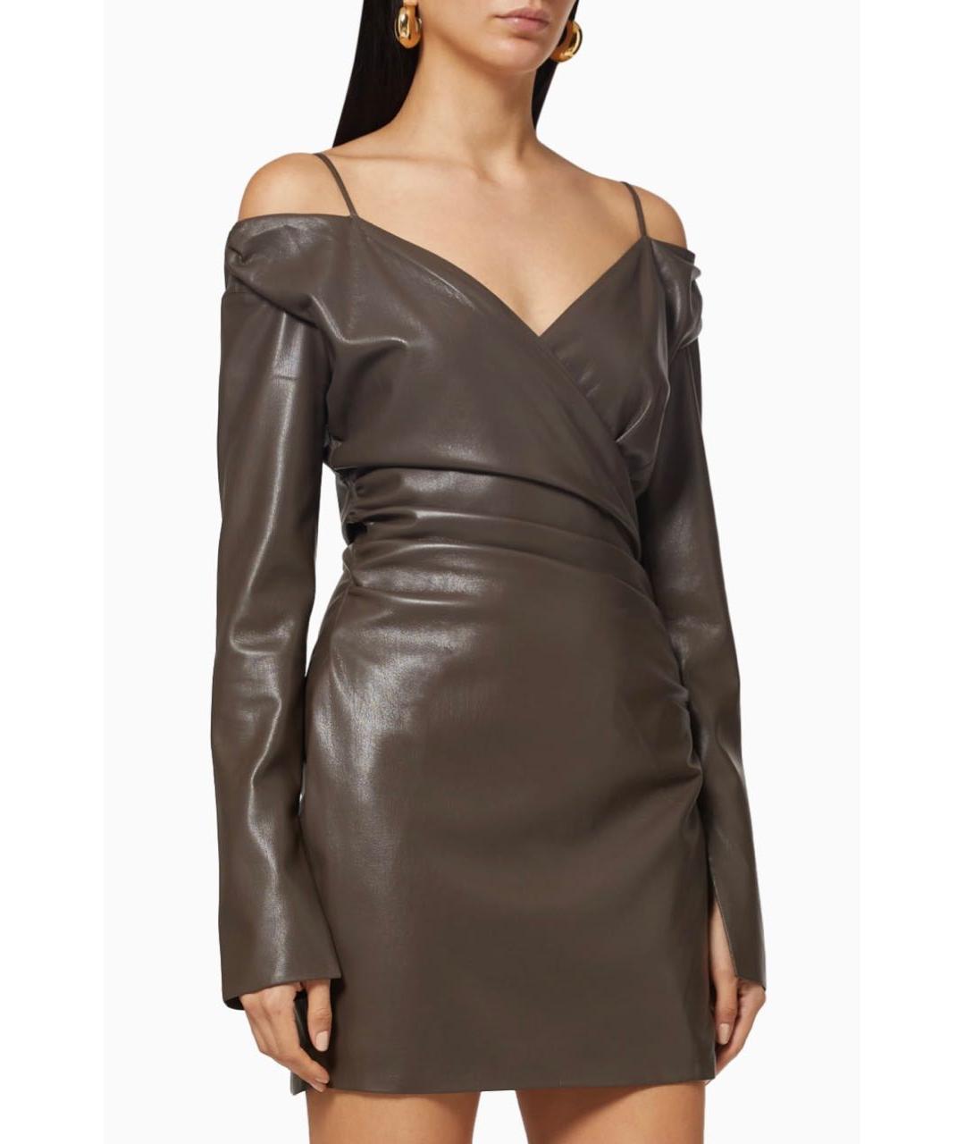 NANUSHKA Коричневое полиэстеровое коктейльное платье, фото 2