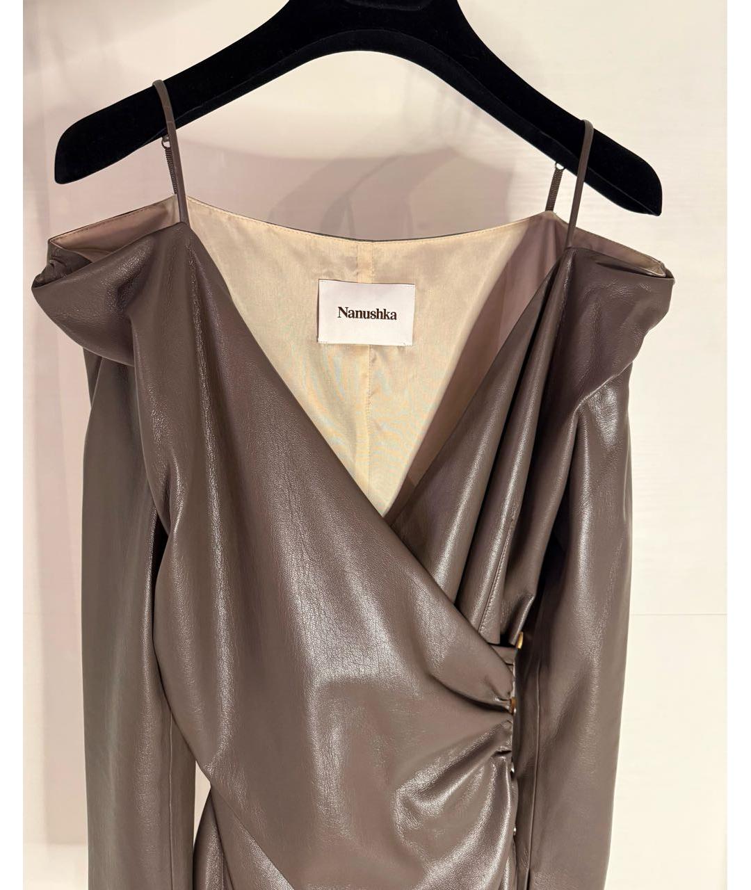 NANUSHKA Коричневое полиэстеровое коктейльное платье, фото 4