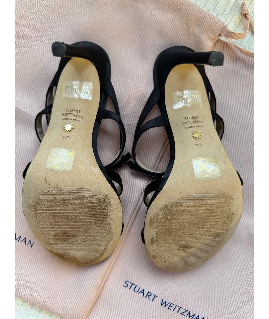 STUART WEITZMAN Черные кожаные босоножки, фото 8