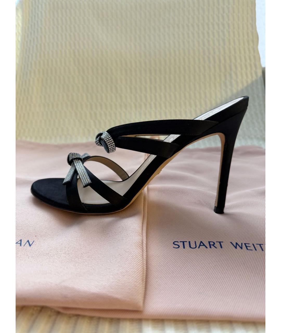 STUART WEITZMAN Черные кожаные босоножки, фото 9
