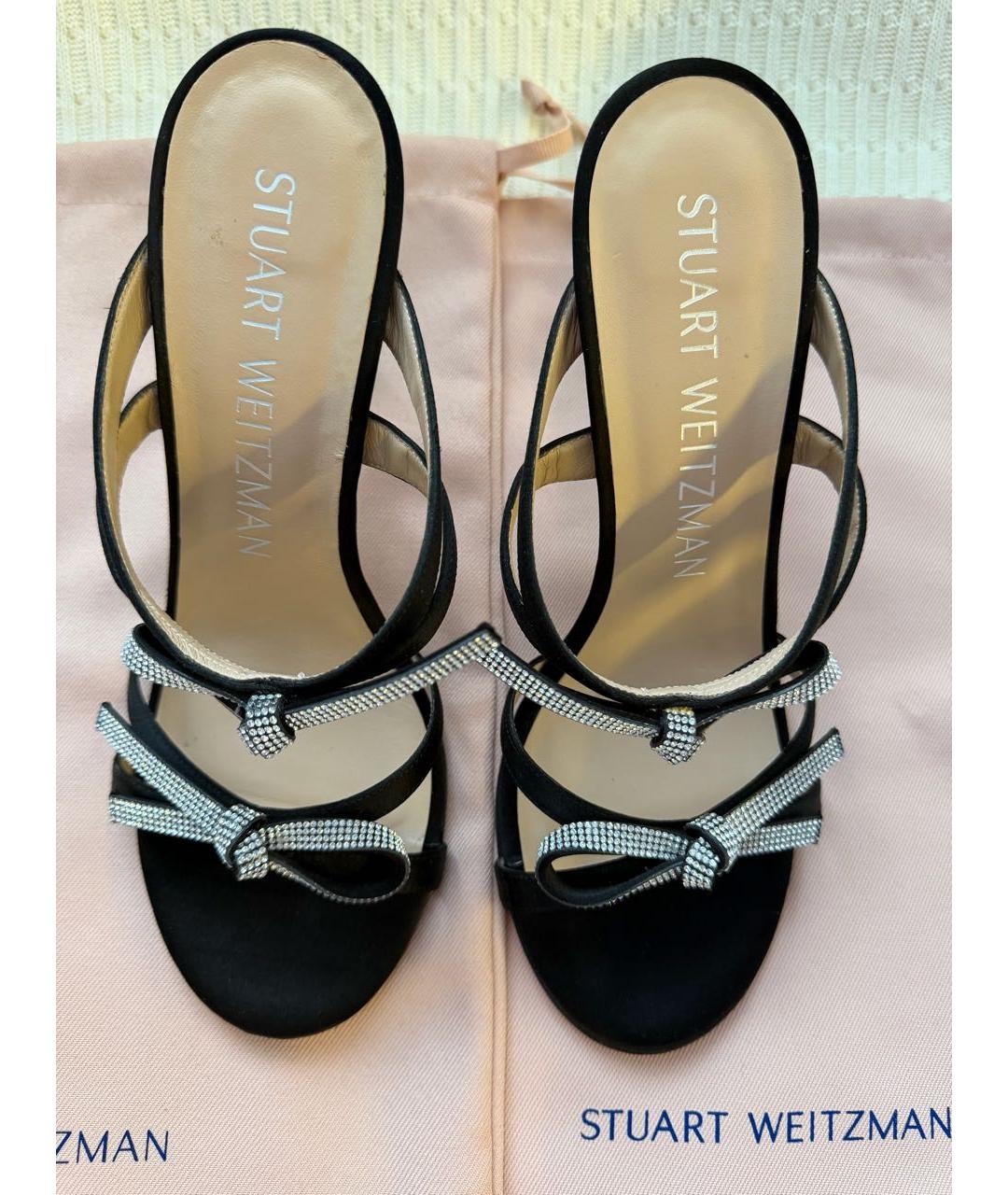 STUART WEITZMAN Черные кожаные босоножки, фото 3
