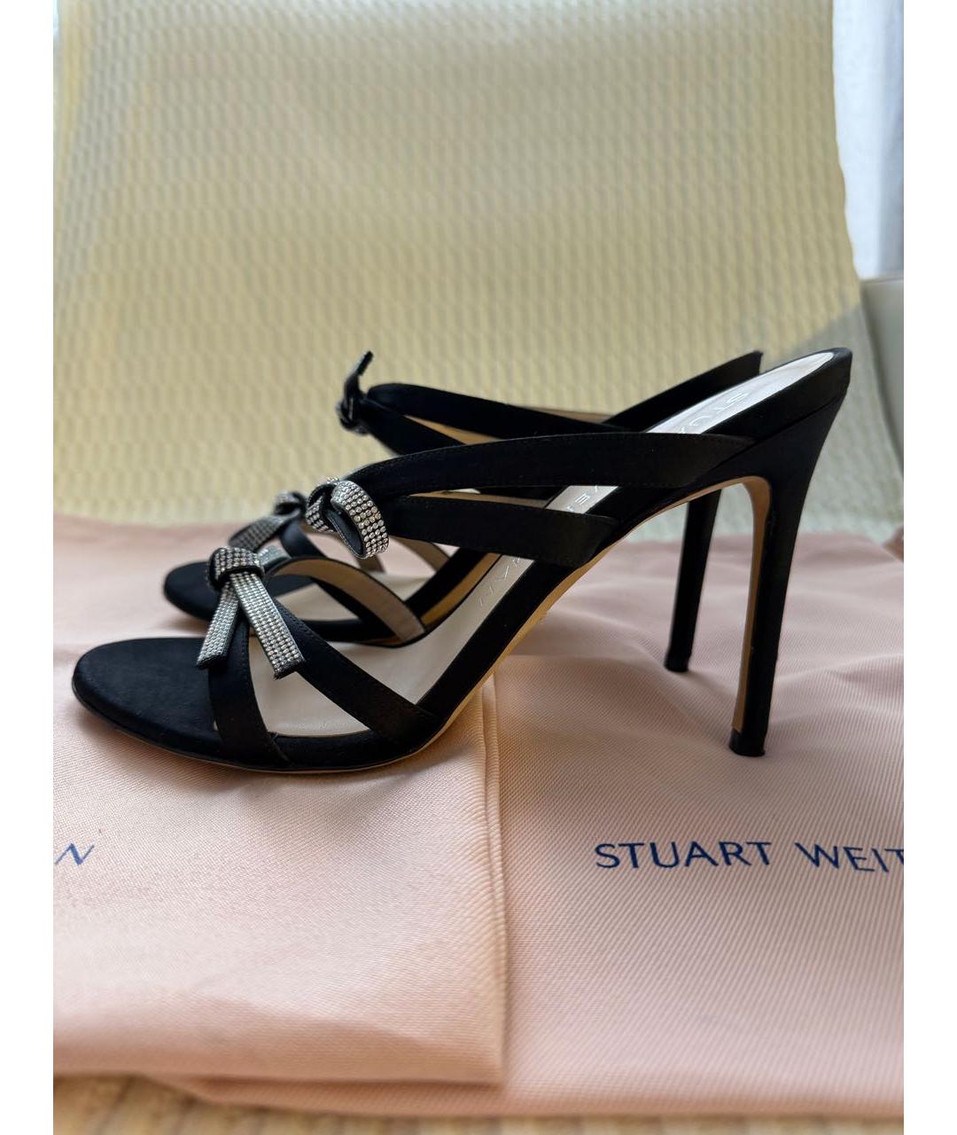 STUART WEITZMAN Черные кожаные босоножки, фото 2